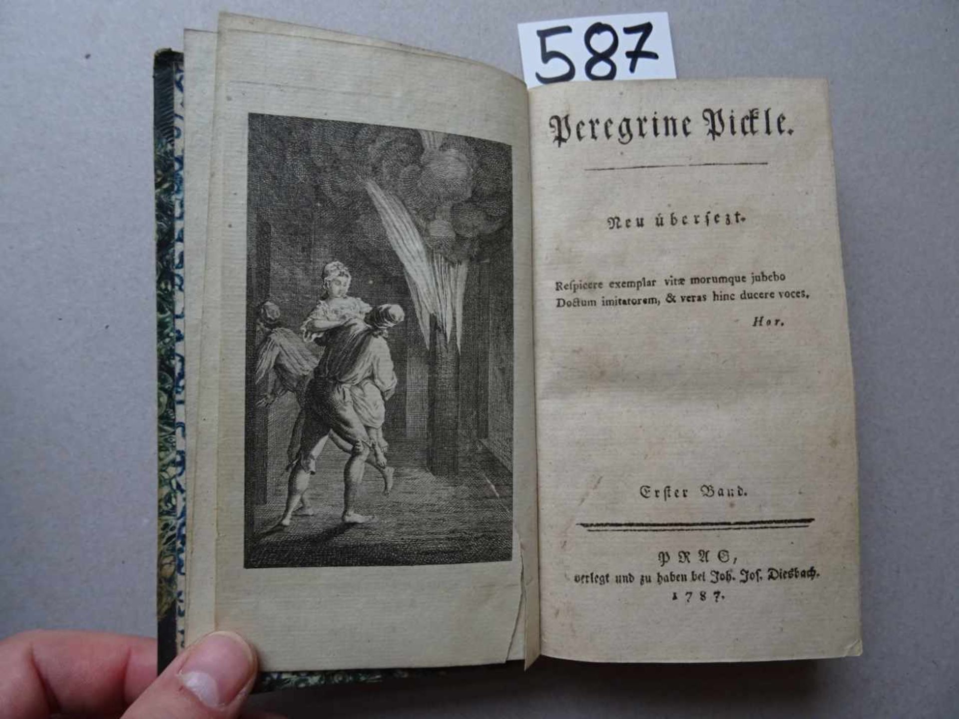 (Smollett, T.G.).Peregrine Pickle. Neu übersetzt. 4 Bde. Prag, Diesbach, 1787. Mit 4 gestoch. - Bild 2 aus 5