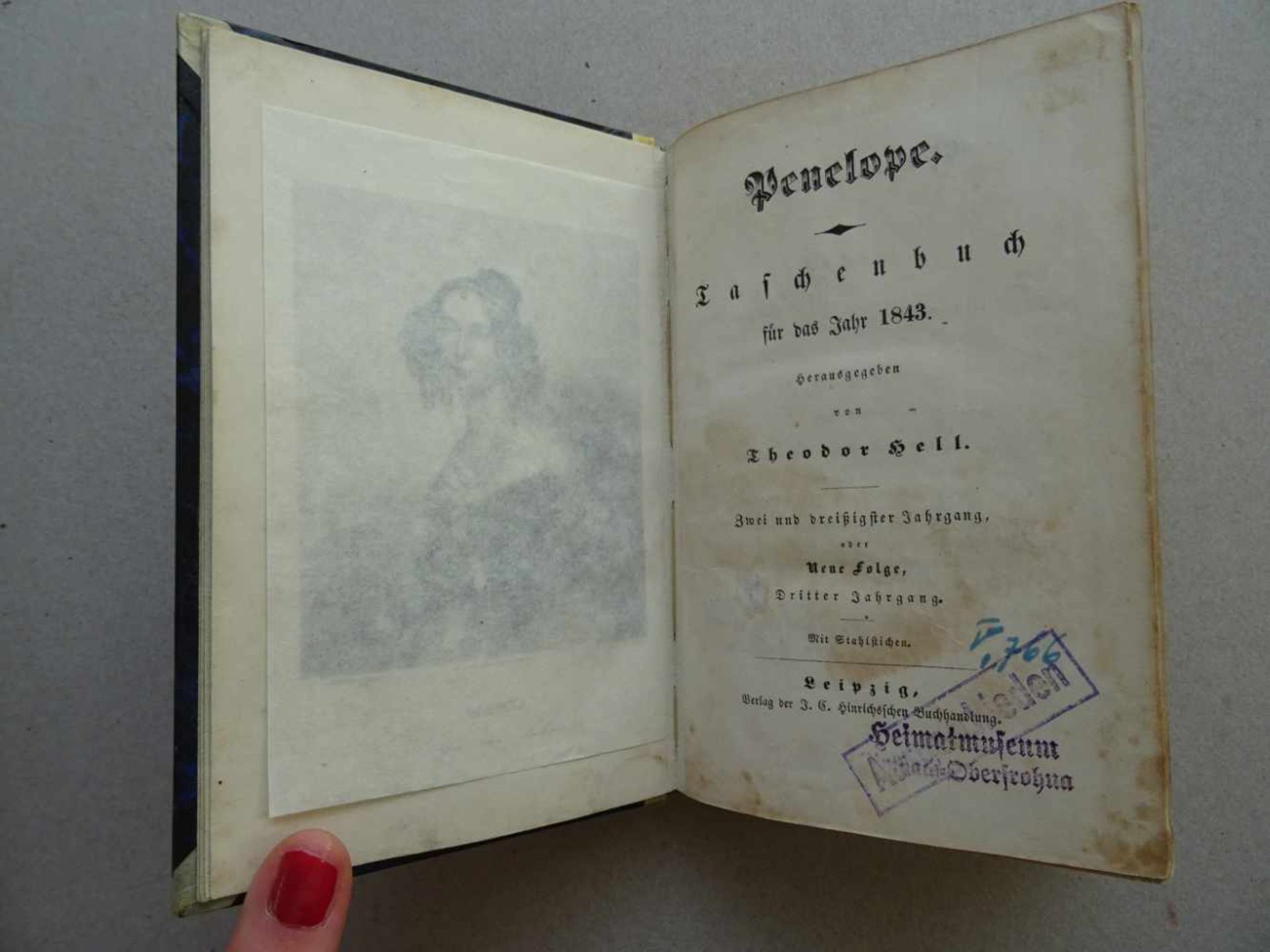 Almanache.- Hell, T.(Hrsg.). Penelope. Taschenbuch für das Jahr 1817 (bis 1843). 9 Jahrgänge in 9 - Bild 3 aus 4