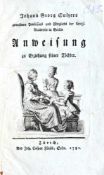 Pädagogik.- Sulzer, J.G.Anweisung zu Erziehung seiner Töchter. Zürich, Füeßli, 1781. 100 S. Mit