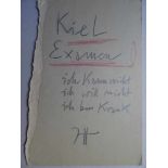 Janssen, Horst(Hamburg 1929 - 1995). Kiel Examen, ich kann nicht, ich will nicht, ich bin krank.