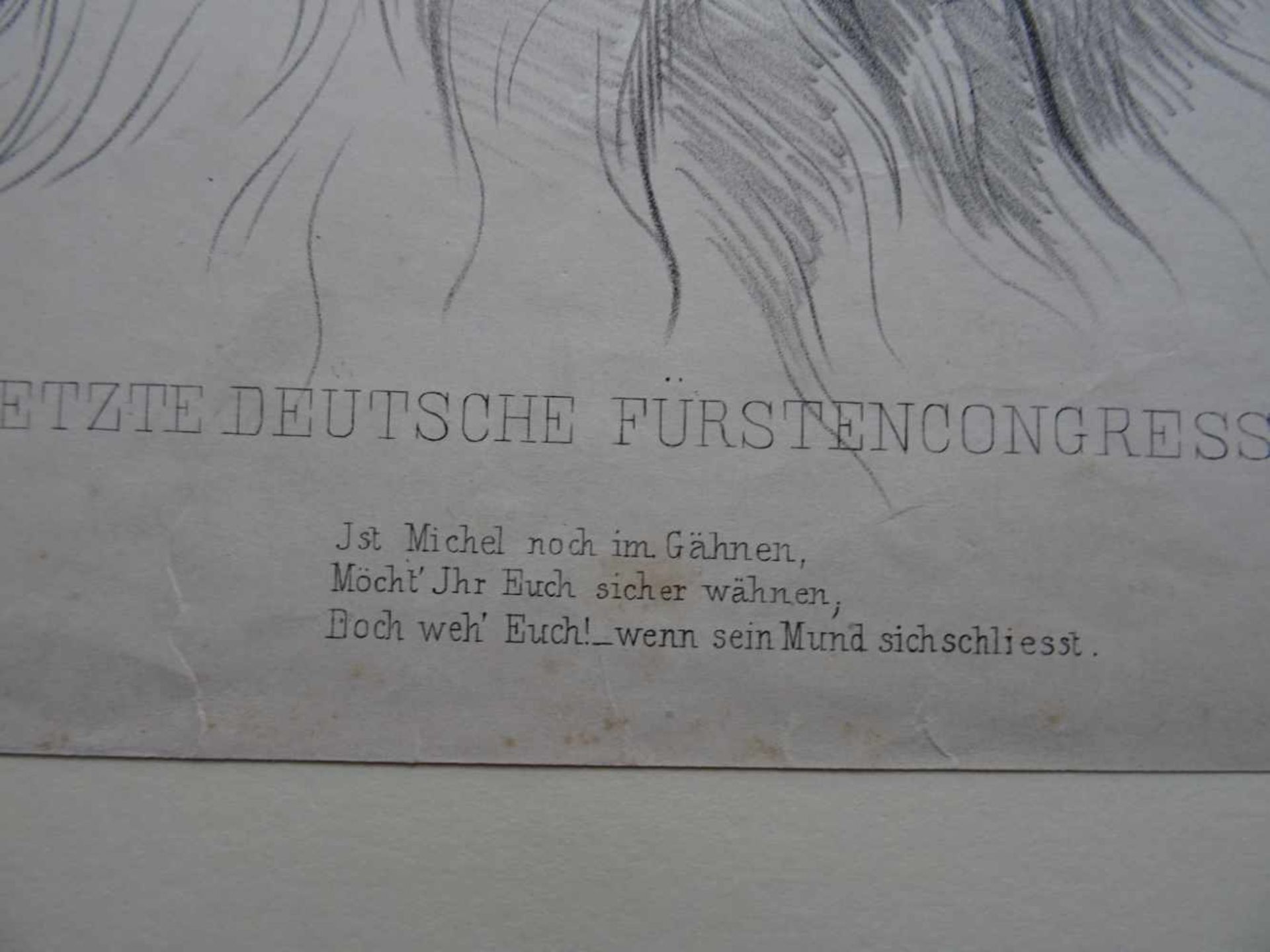 Karikatur.Der letzte deutsche Fürstencongress. Kreidelithographie von Johann Baptist Scholl. - Bild 3 aus 3