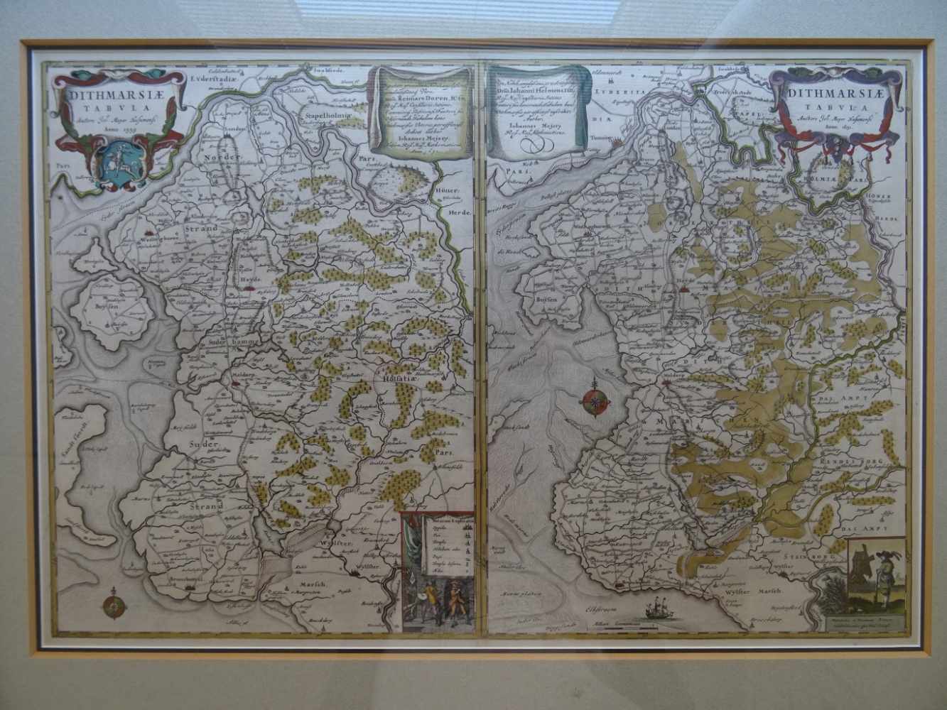 Dithmarschen.Dithmarsiae Tabula Anno 1559. Dithmarsiae Tabula Anno 1651. 2 altkolor. - Image 2 of 4