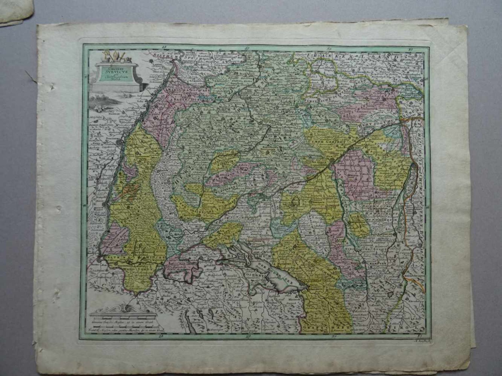 Weigel.Konvolut von 5 altkolor. Kupferstichkarten von Weigel. Nürnberg, um 1730. Je ca. 34 x 39 cm. - Bild 3 aus 4