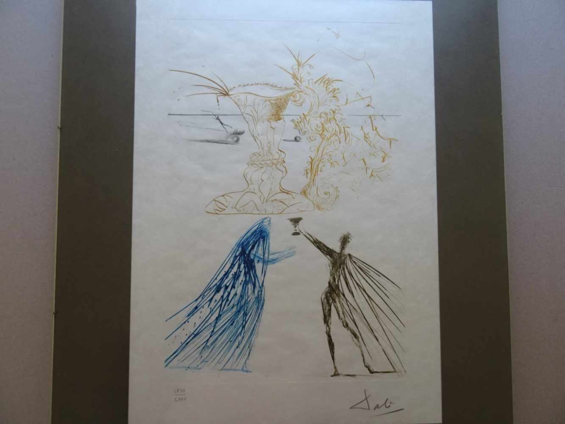 Dalí, Salvador(Figureas 1904 - 1988). Tristan und Isolde. Farbkaltnadelradierung auf Velin de - Bild 2 aus 4