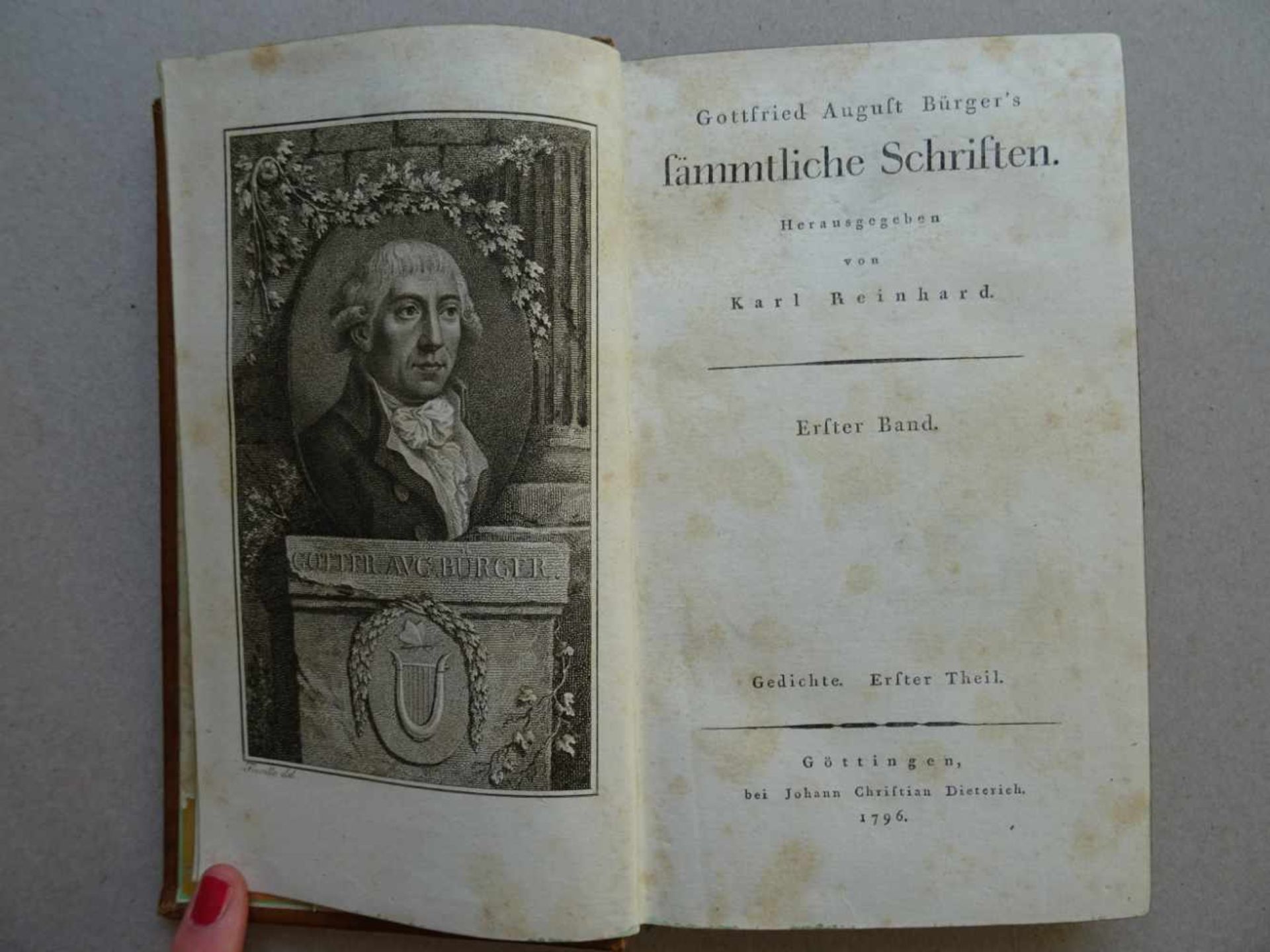 Bürger, G.A.Sämmtliche Schriften. Hrsg. v. K. Reinhard. 4 Bde. Göttingen, Dieterich, 1796-1802.