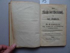 Recht.- Lichtwer, M.G.Das Recht der Vernunft, in fünf Büchern. Leipzig, Breitkopf, 1758. 7 Bll., 127