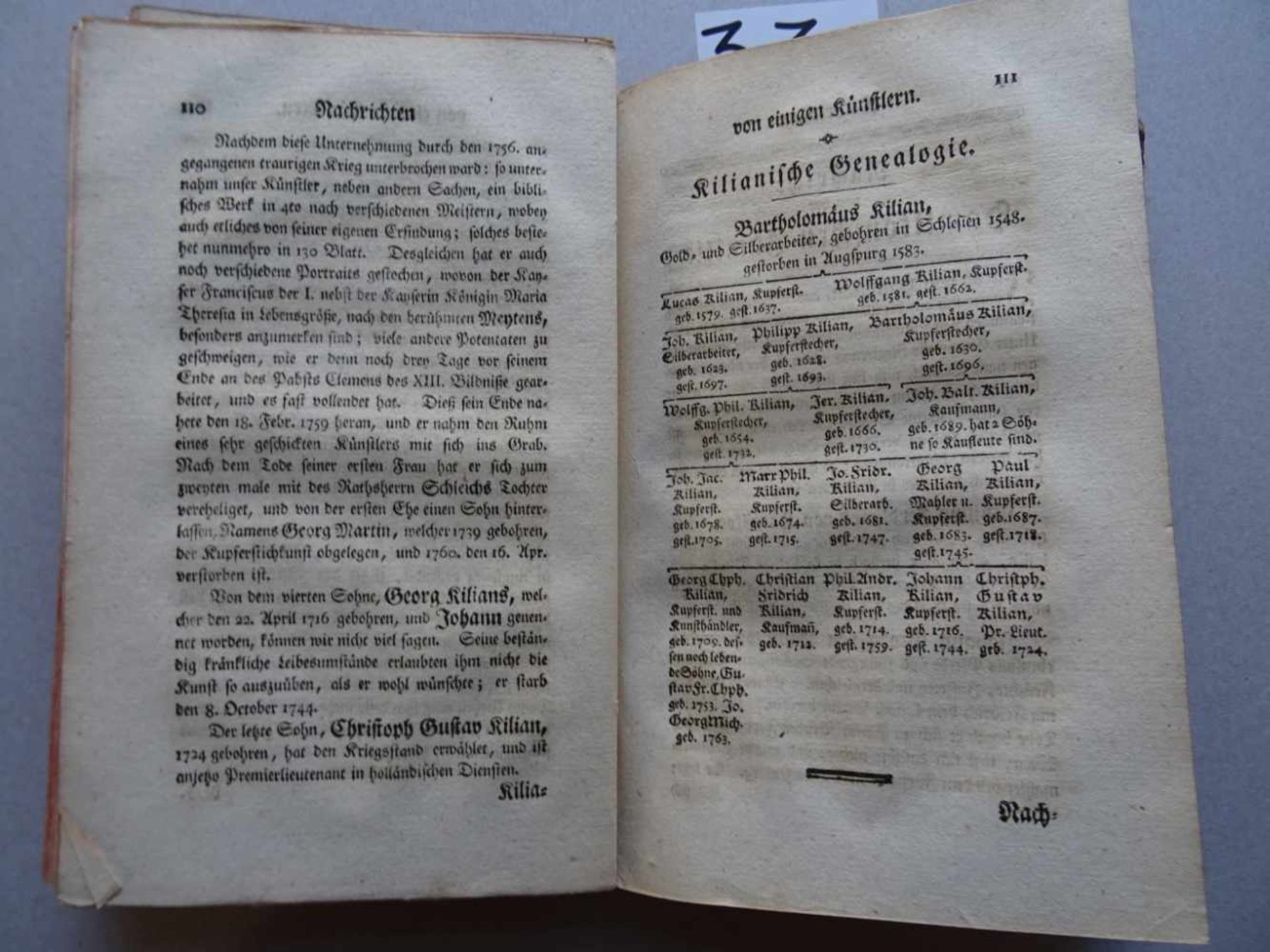 Kunst.- (Heinecken, C.H.v.).Nachrichten von Künstlern und Kunstsachen. Tle. 1-2 (von 3) in 2 Bdn. - Bild 2 aus 4