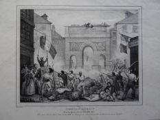 Revolution.3 Lithographien von Eugène Lami (2) und Hippolyte Bellangé (1). 1830. Blattgr. je ca.