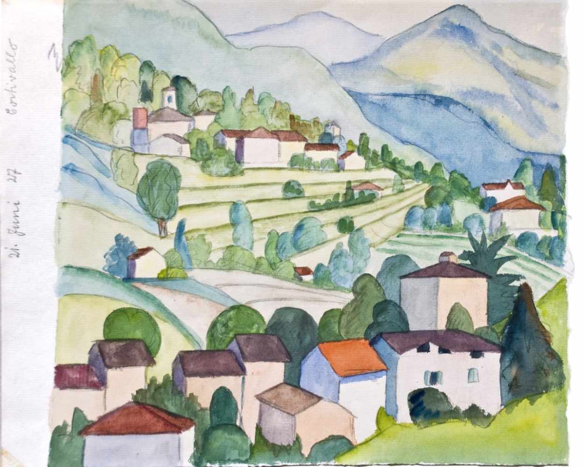 Hesse, Hermann(Calw 1877 - 1962 Montagnola). Cortivallo. Aquarell über Bleistift auf Bütten. Im - Bild 2 aus 5