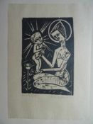 Opfermann, Karl.(Rödding Kommune 1891 - 1960 Ahrensburg). Maria mit Jesus. Holzschnitt auf