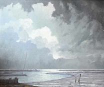 Laß, Jan(Kappel 1890 - 1958 Kiel). Wattlandschaft. Um 1925. Unten links signiert. 99 x 119 cm.