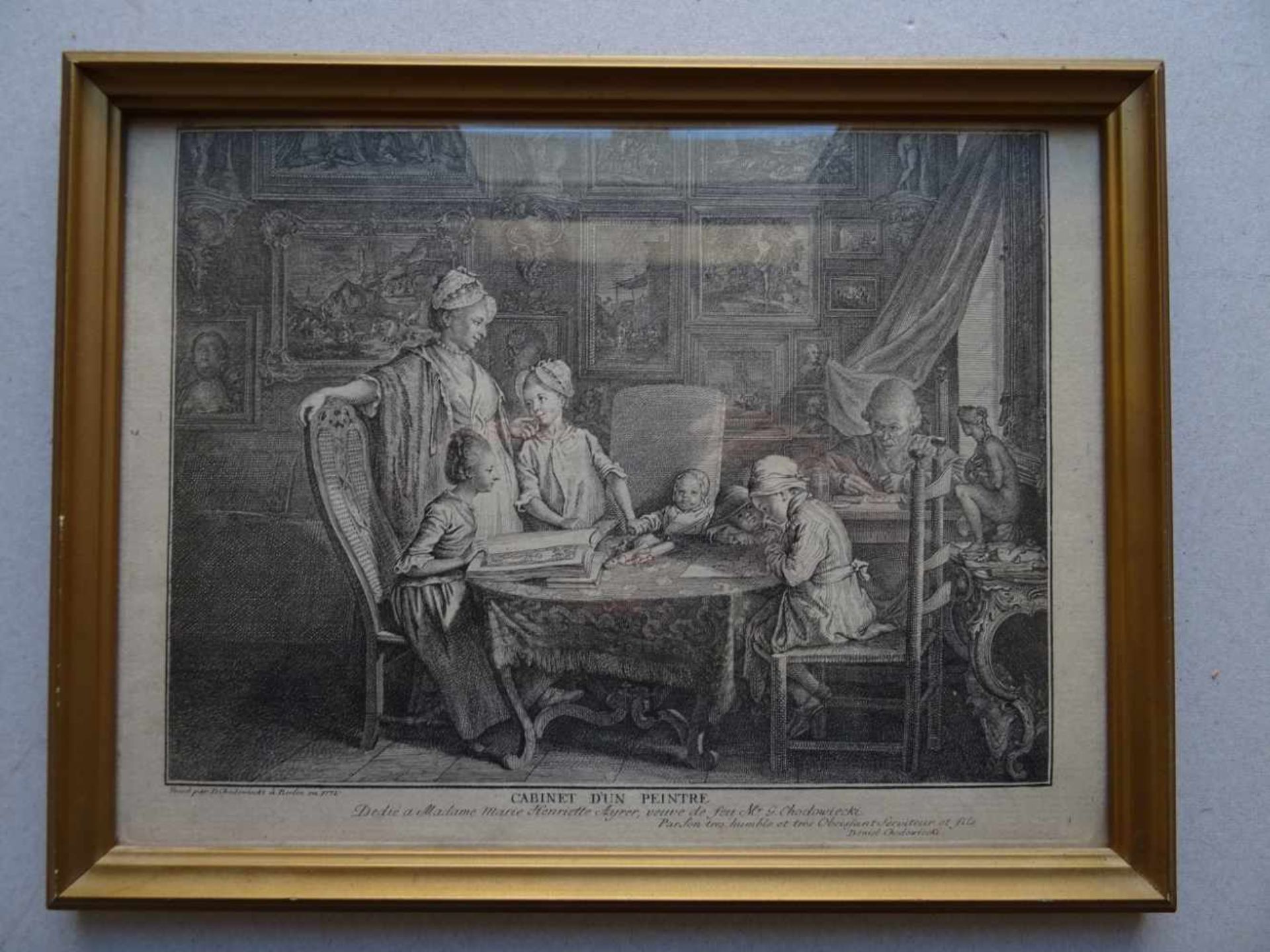 Chodowiecki, Daniel Nikolaus(Danzig 1726 - 1801 Berlin). Cabinet d'un Peintre. Kupferstich von 1771. - Bild 2 aus 4