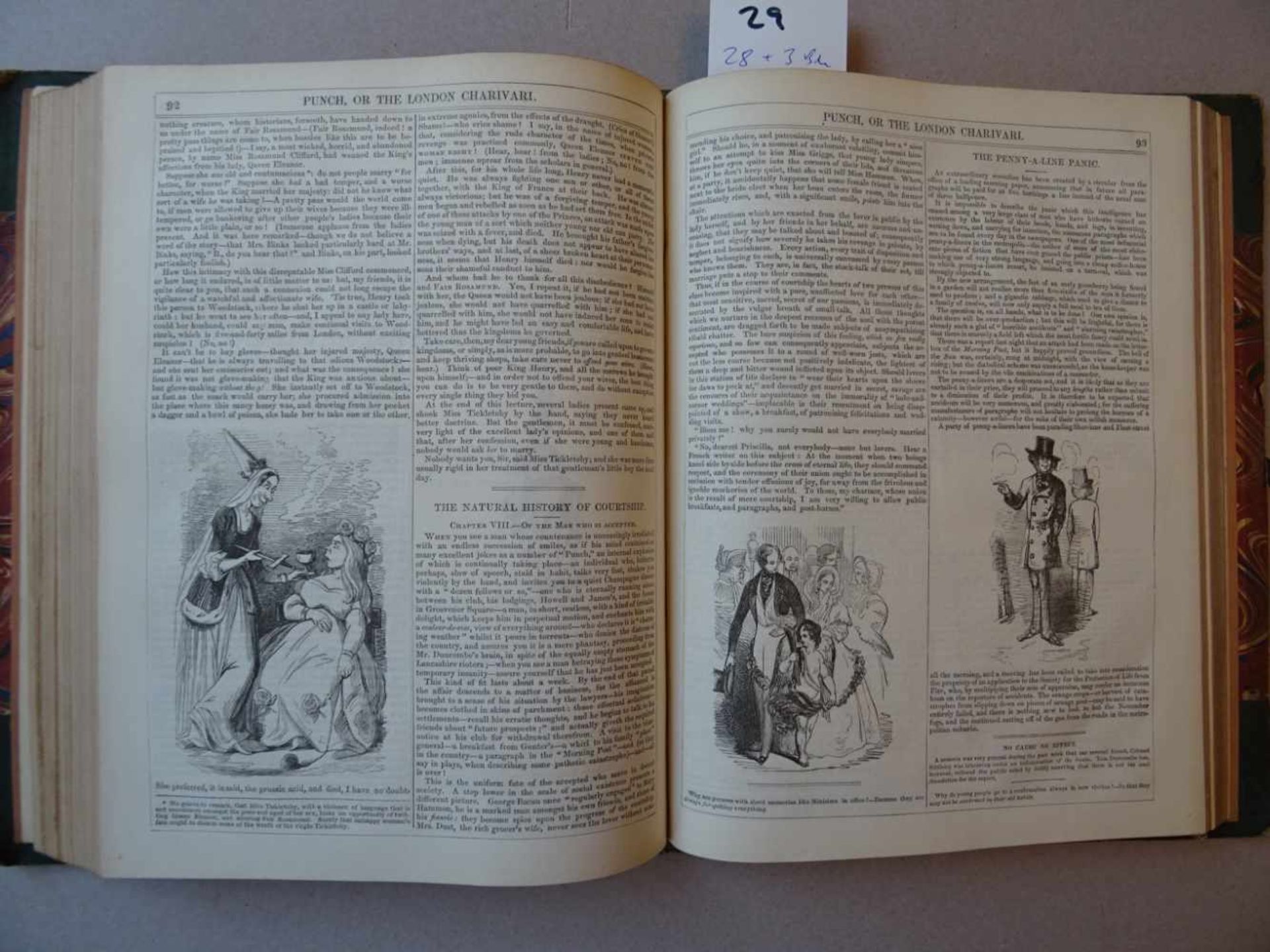Karikatur.Punch or the London Charivari. Jahrgänge 1 - 55 in 28 Bdn. London, 1841-1868. Mit zahlr. - Image 3 of 5