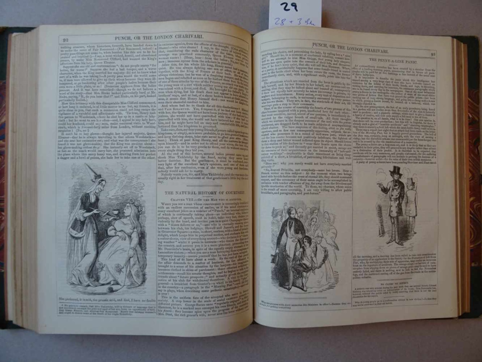 Karikatur.Punch or the London Charivari. Jahrgänge 1 - 55 in 28 Bdn. London, 1841-1868. Mit zahlr. - Bild 3 aus 5