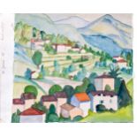 Hesse, Hermann(Calw 1877 - 1962 Montagnola). Cortivallo. Aquarell über Bleistift auf Bütten. Im