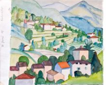 Hesse, Hermann(Calw 1877 - 1962 Montagnola). Cortivallo. Aquarell über Bleistift auf Bütten. Im