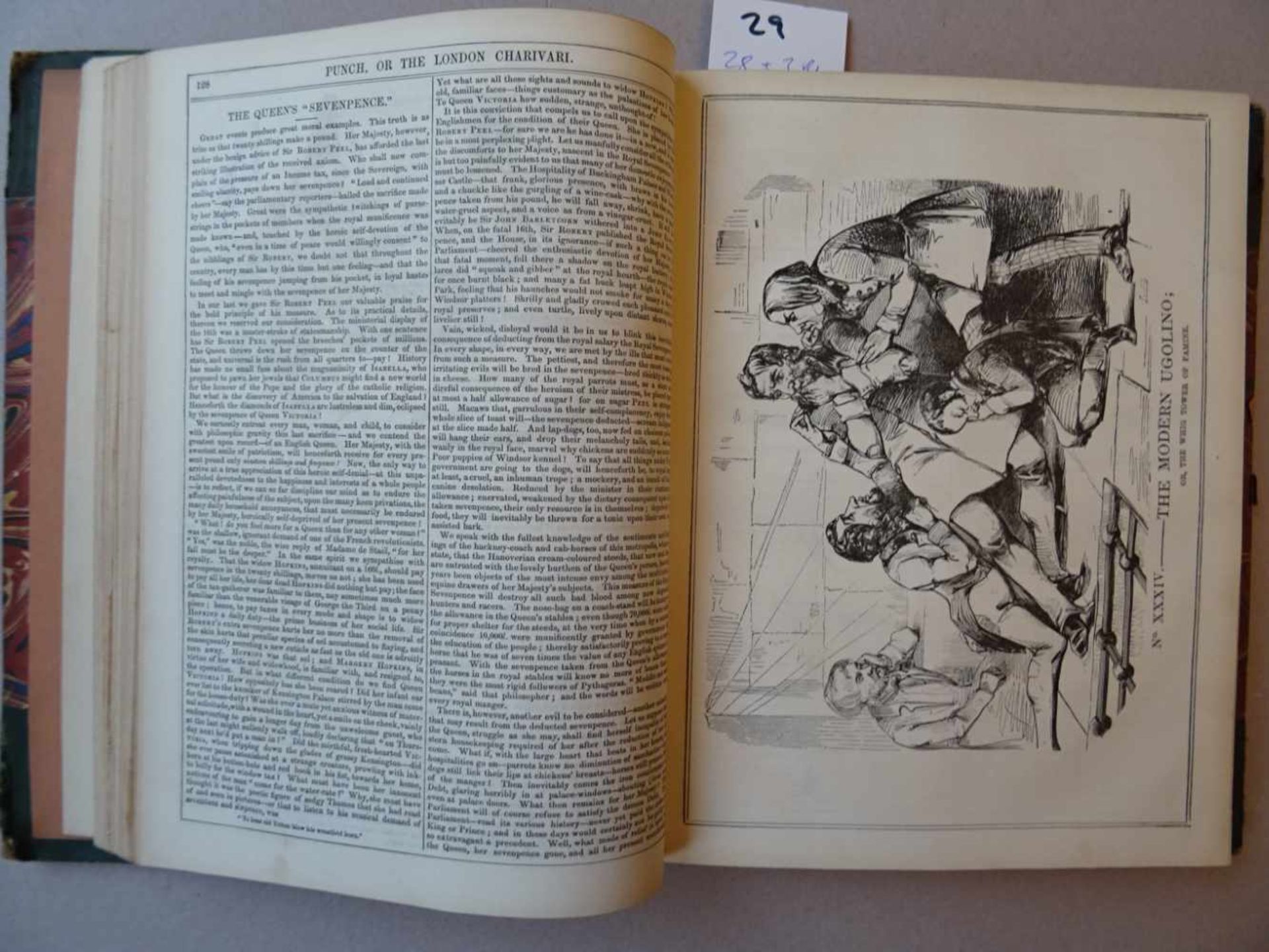 Karikatur.Punch or the London Charivari. Jahrgänge 1 - 55 in 28 Bdn. London, 1841-1868. Mit zahlr. - Image 2 of 5