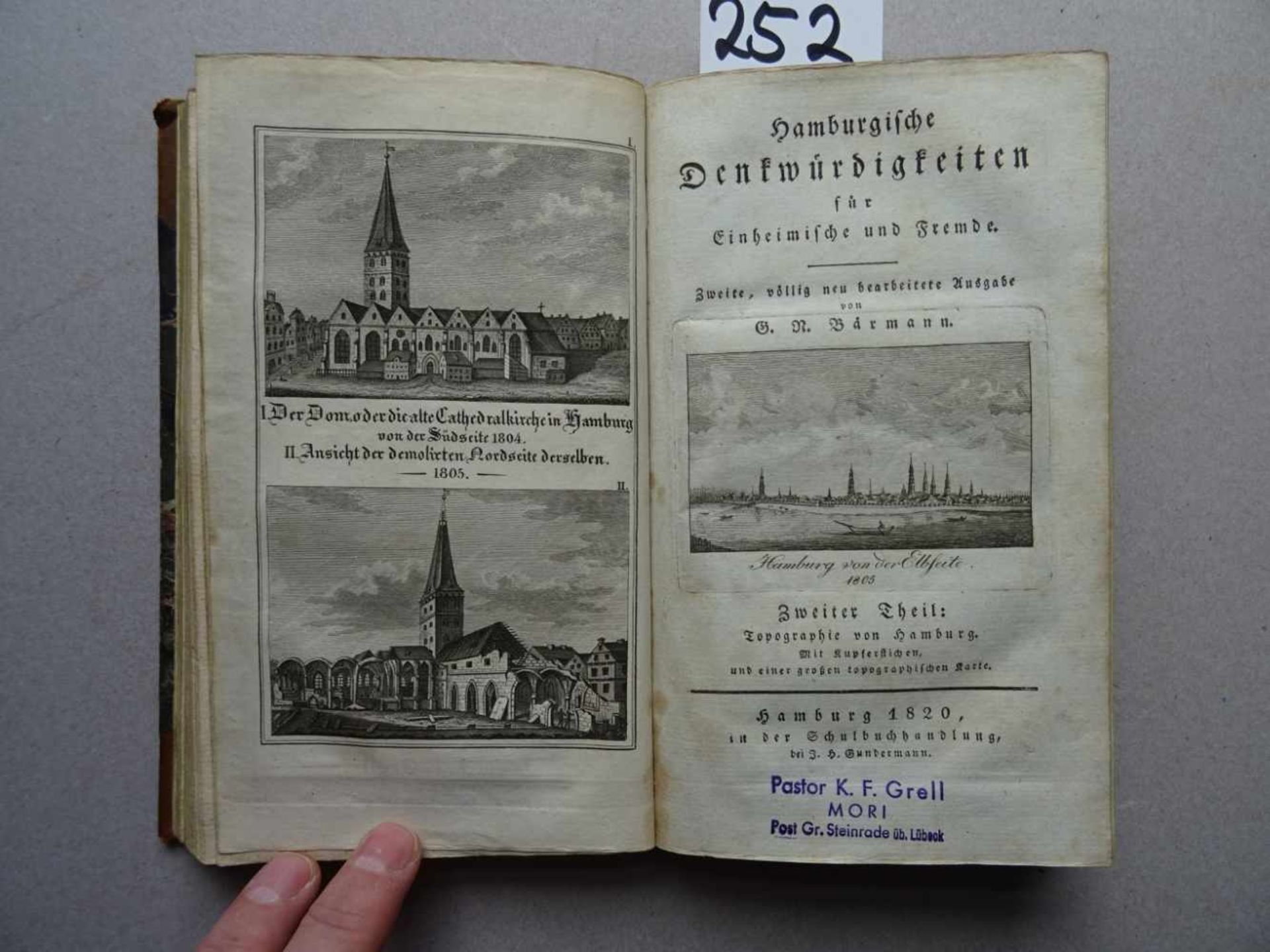 Hamburg.- Bärmann, G.N.Hamburgische Denkwürdigkeiten für Einheimische und Fremde. 2. Aufl. 2 Tle. u. - Image 4 of 5
