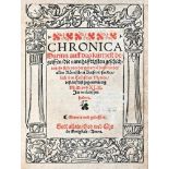 Chronica,Darinn auff das kürtzest begriffen, die namhafftigsten geschichten, so sich von der