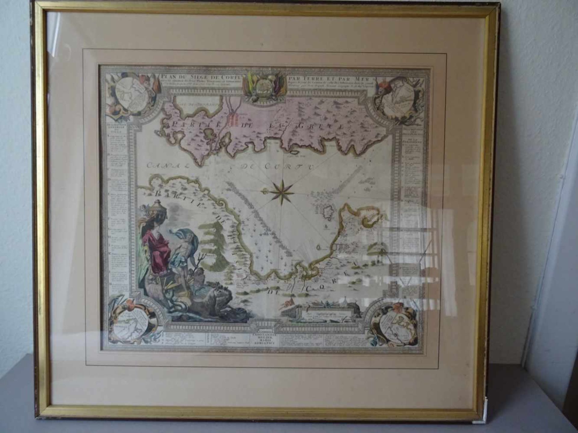 Griechenland.Plan du siege de Corfu par terre et par mer ... Kolorierte Kupferstichkarte von J.B. - Bild 2 aus 6