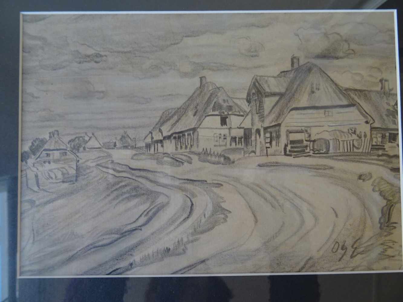 Engel, Otto Heinrich(Erbach 1866 - 1949 Glücksburg). Bauernwirtschaft auf Föhr. Bleistiftzeichnung - Image 2 of 4