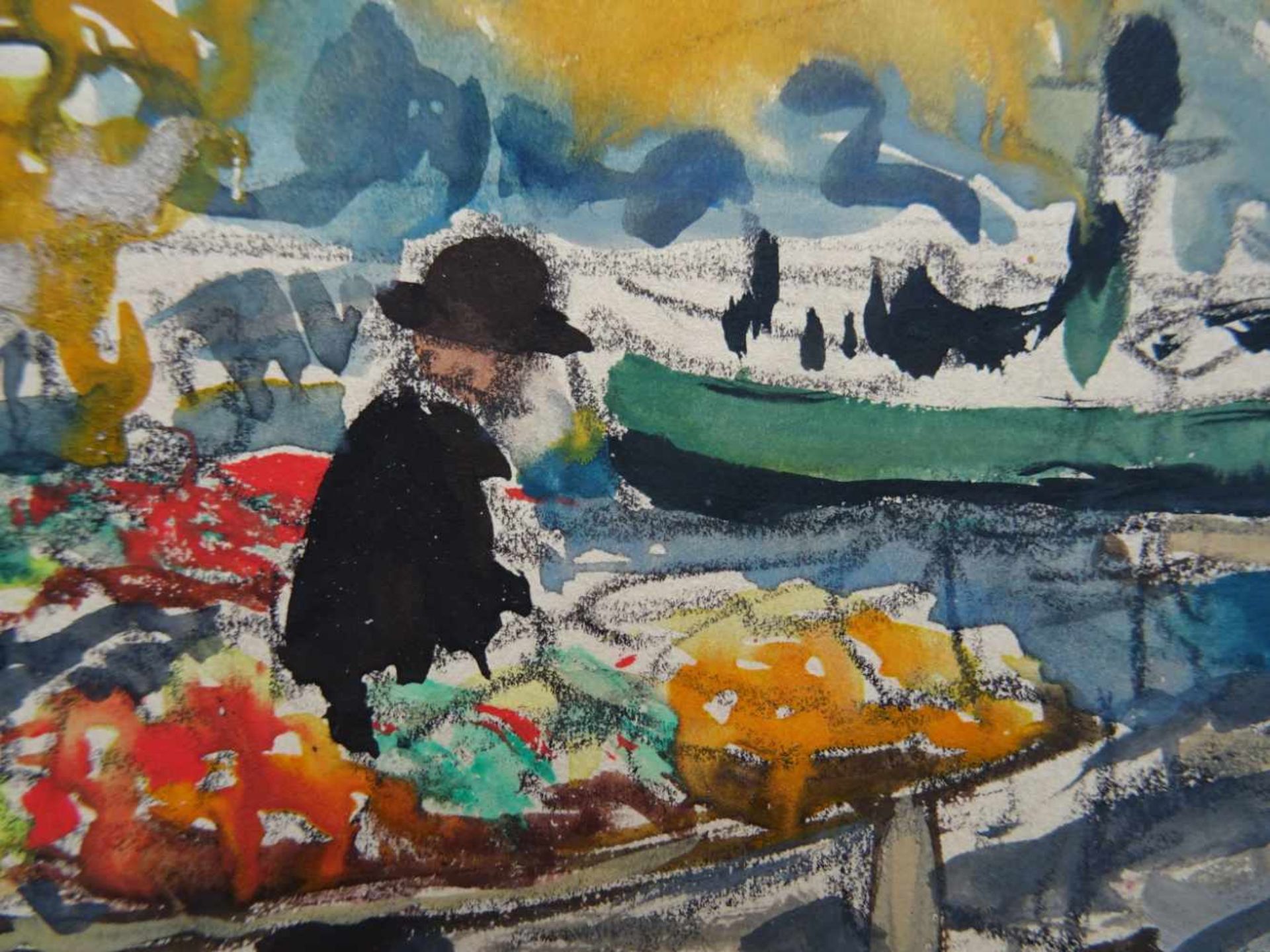 Hasler, Bernhard(Schreckendorf/Glatz 1884 - 1945 Bad Oldesloe). Marktstand. Aquarell über - Bild 2 aus 4