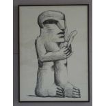 Antes, Horst(Heppenheim 1936 - lebt in Berlin). Figur mit Feder. Lithographie, um 1970. Signiert und