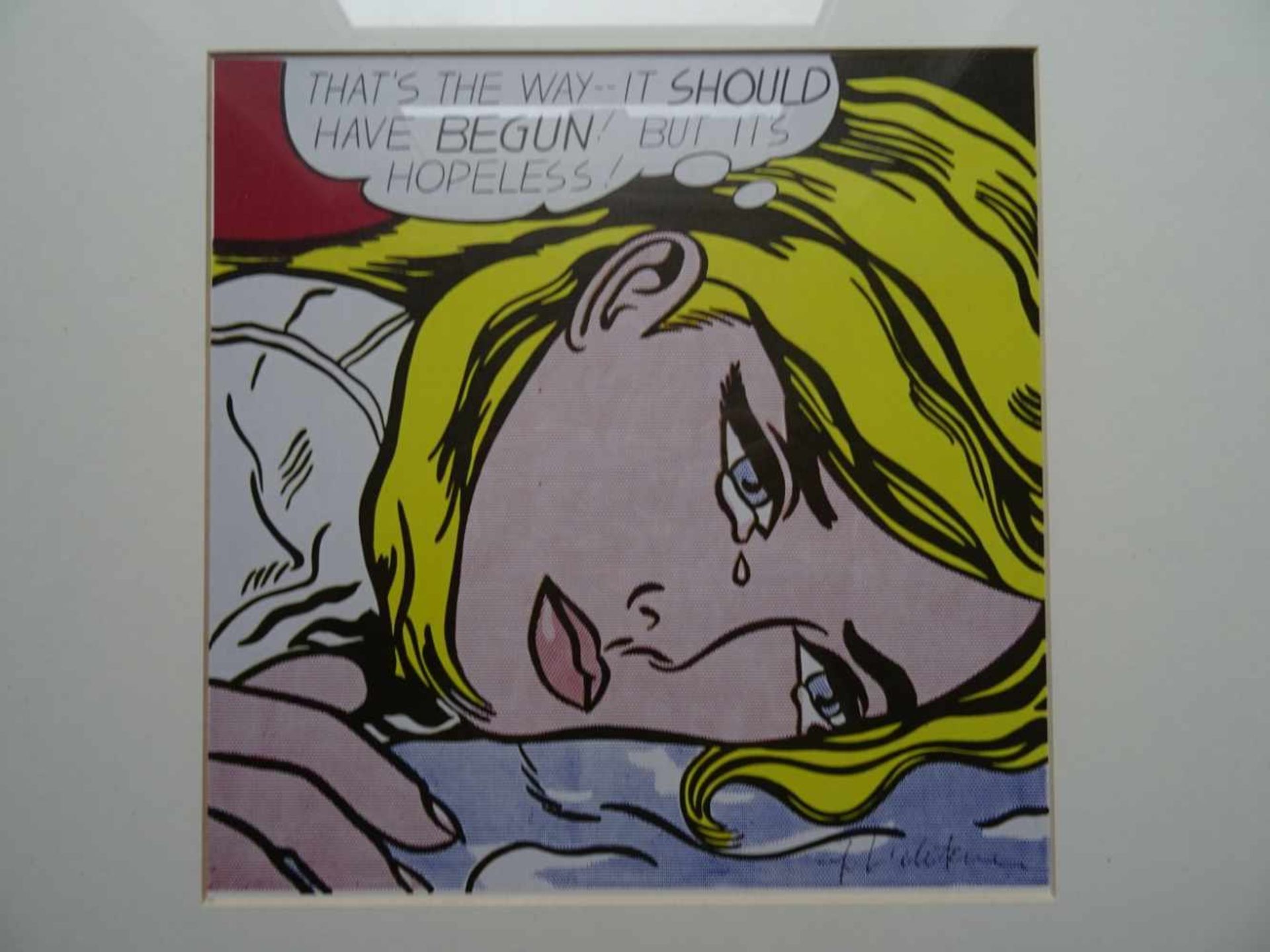 Lichtenstein, Roy(New York 1923 - 1997). Hopeless. Farb. Offsetlithographie von 1963. Signiert. 21,5 - Bild 2 aus 4