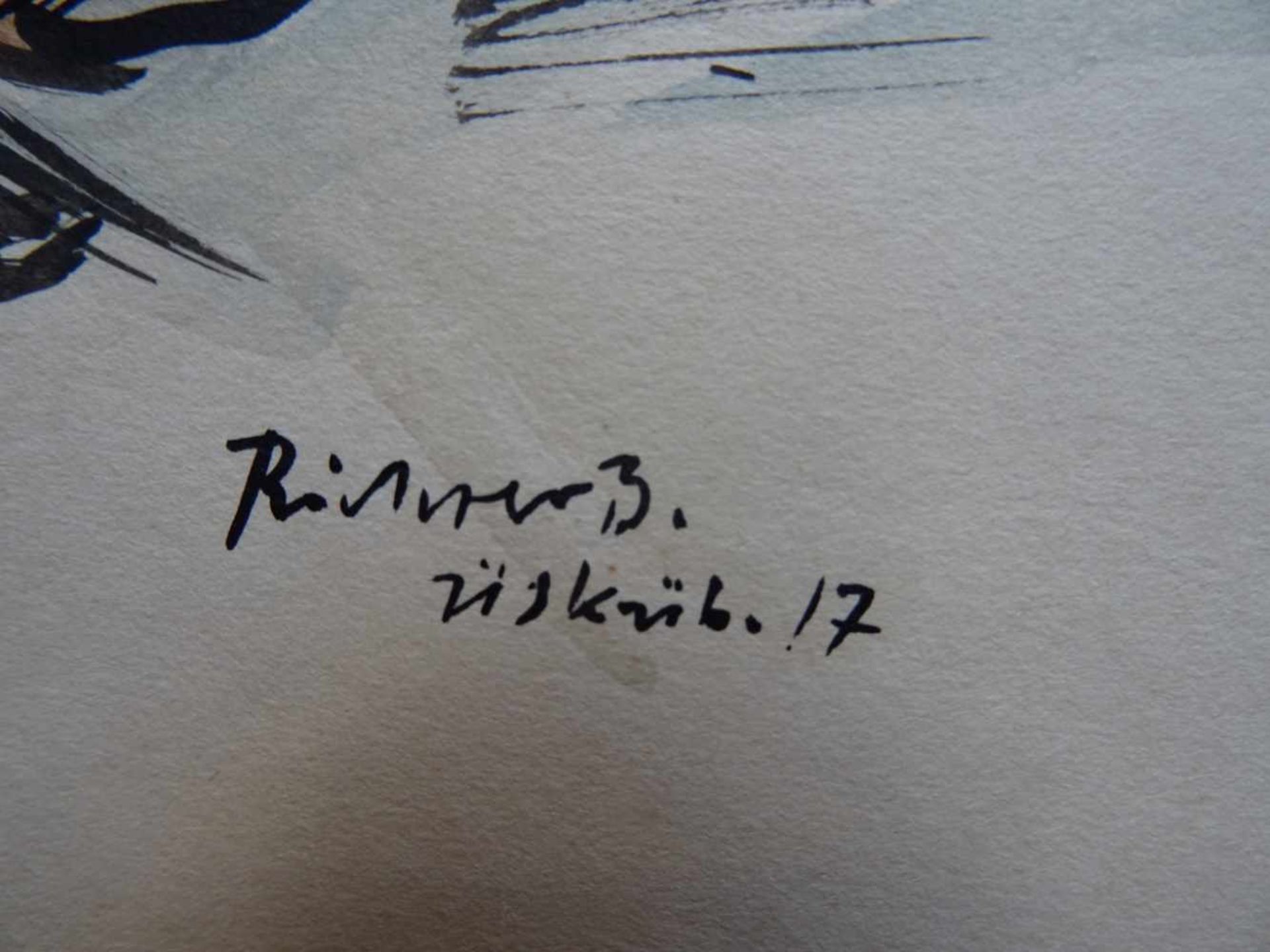 Richter-Berlin, Heinrich(Berlin 1884 - 1981). Schnitzender Mann. Aquarellskizze auf Papier. 1917. - Image 4 of 4