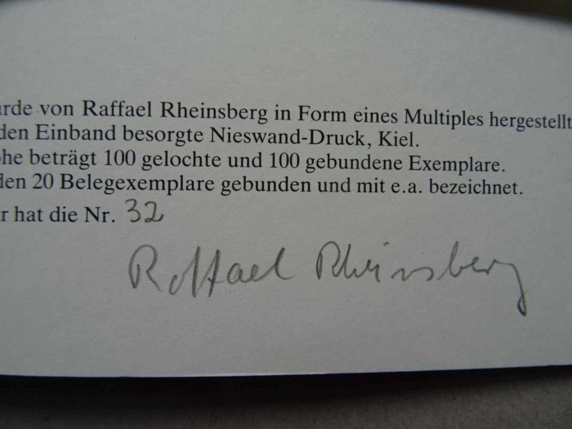 Rheinsberg, R.2 Werke. Eckernförde, Galerie nemo, 1984/87. 4°. OBrosch.-Hefte mit Deckeltitel.1. - Bild 4 aus 4