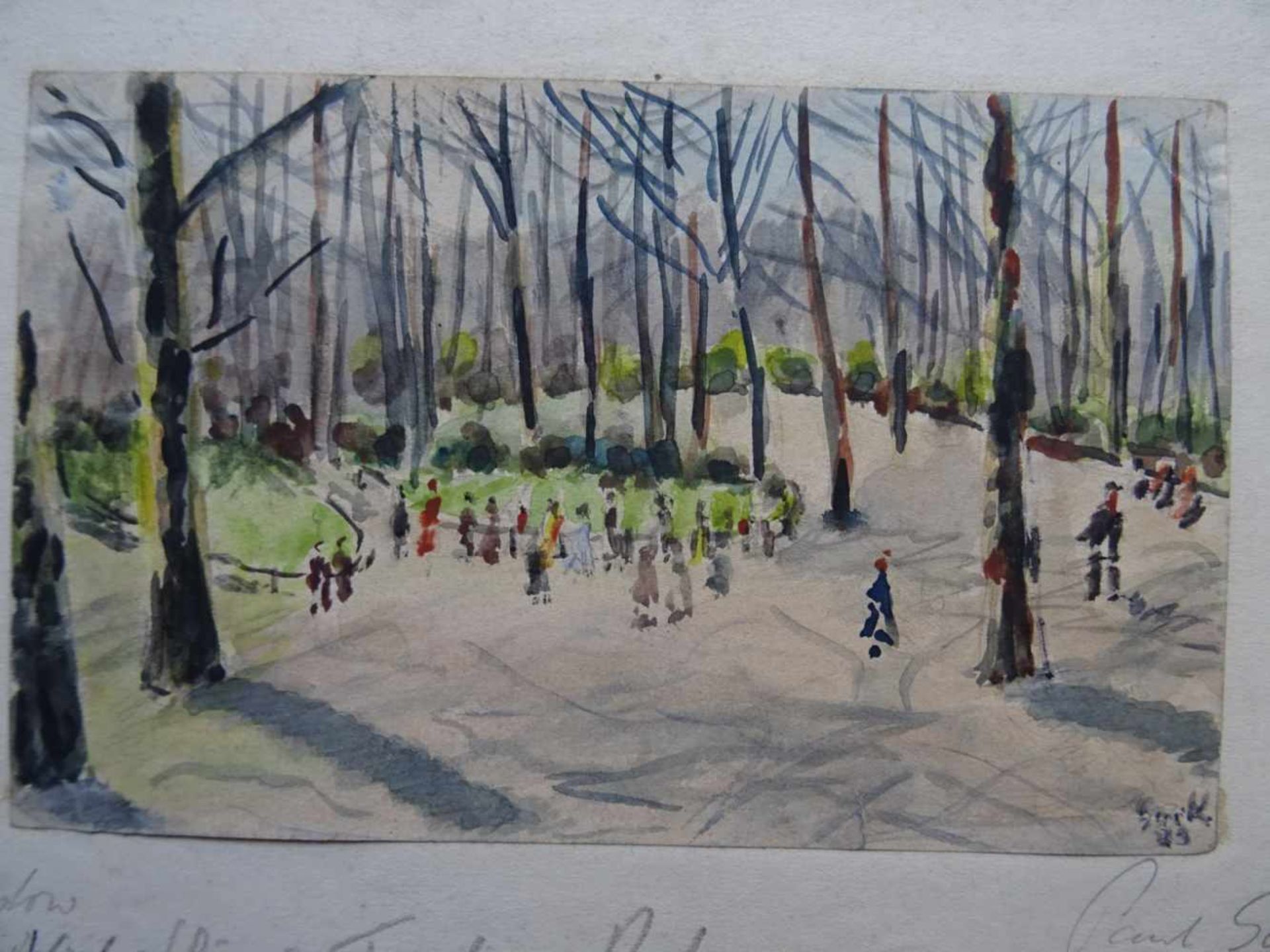 Gurk, Paul(Frankfurt/Oder 1880 - 1954 Berlin). Vorfrühling im Treptower Park. Aquarell auf Papier. - Bild 2 aus 5