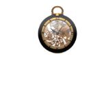 JUVENIA, SKELETON POCKET WATCH, YELLOW GOLD AND BLACK LACQUER . Fine and very rare, [...]