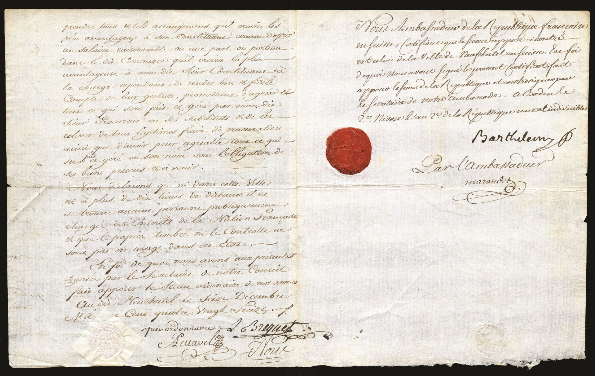 ABRAHAM-LOUIS BREGUET (1747-1823), HORLOGER. Exceptional act written and signed by [...] - Bild 2 aus 2