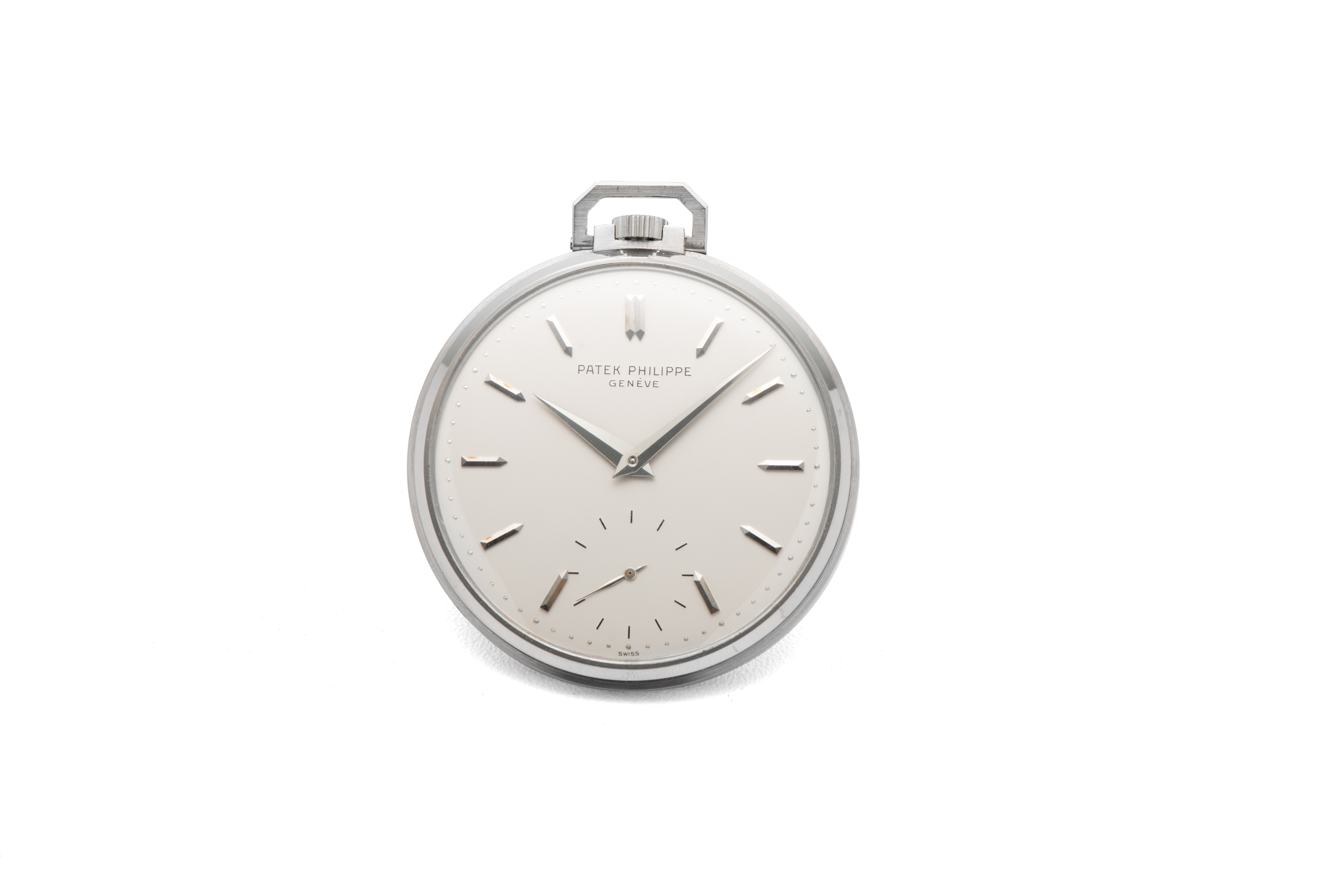 PATEK PHILIPPE, POCKET WATCH, WHITE GOLD. Fine and rare manual-winding 18k white gold [...]
