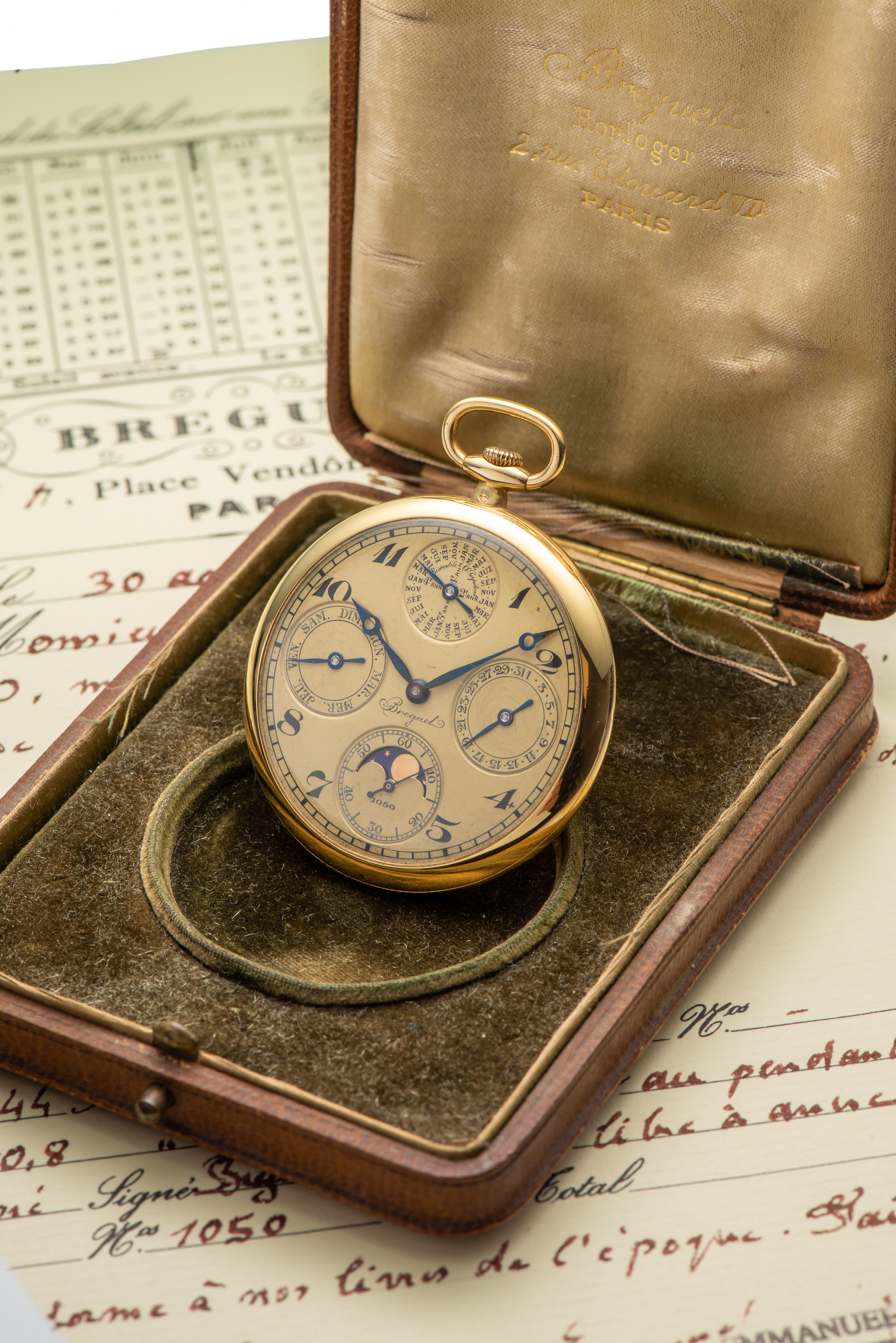 BREGUET, POCKET WATCH, PERPETUAL CALENDAR, YELLOW GOLD . Extremely rare and fine, [...] - Image 2 of 2