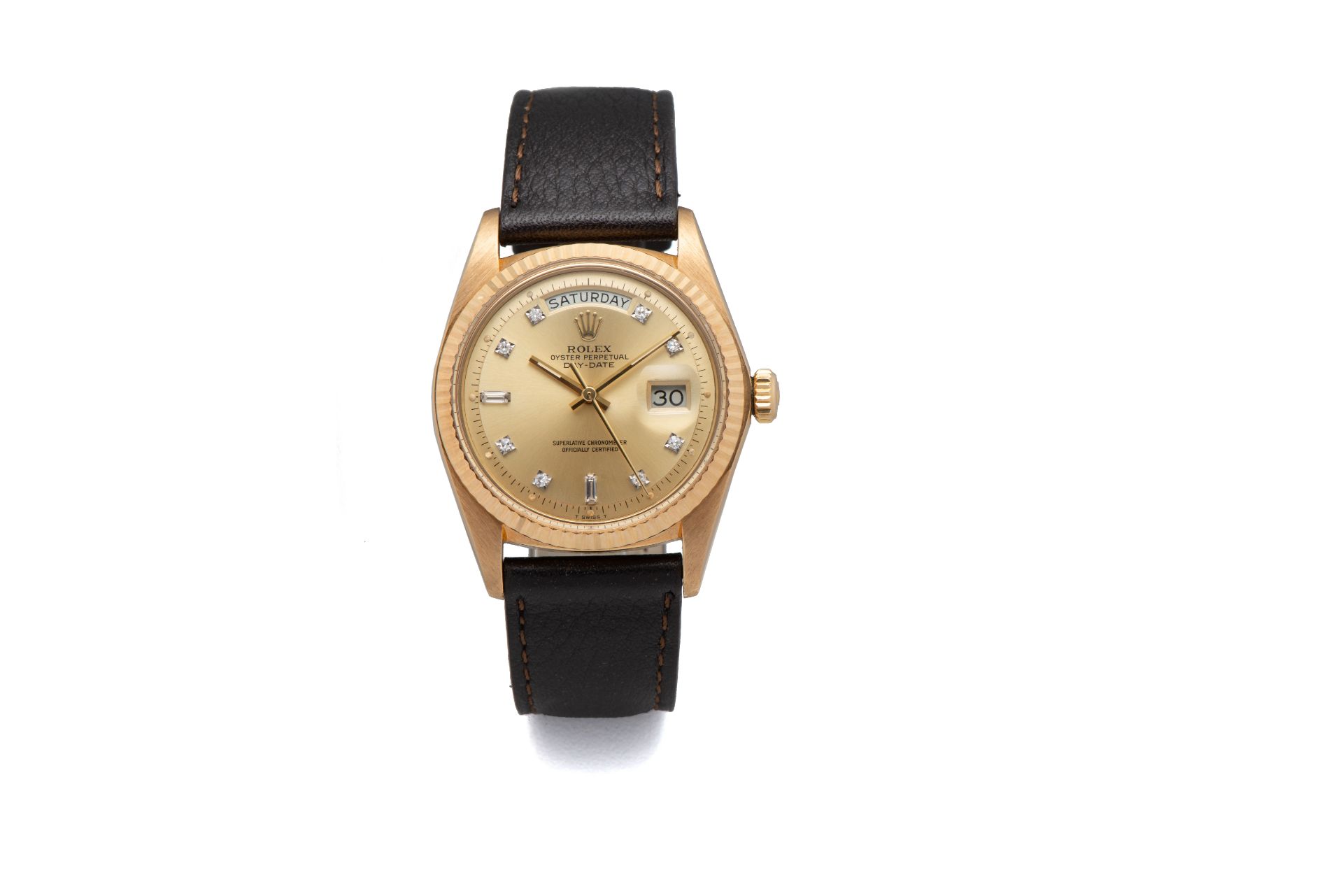 ROLEX, REF. 1803, DAY-DATE, YELLOW GOLD. Fine yellow gold self-winding wristwatch [...]