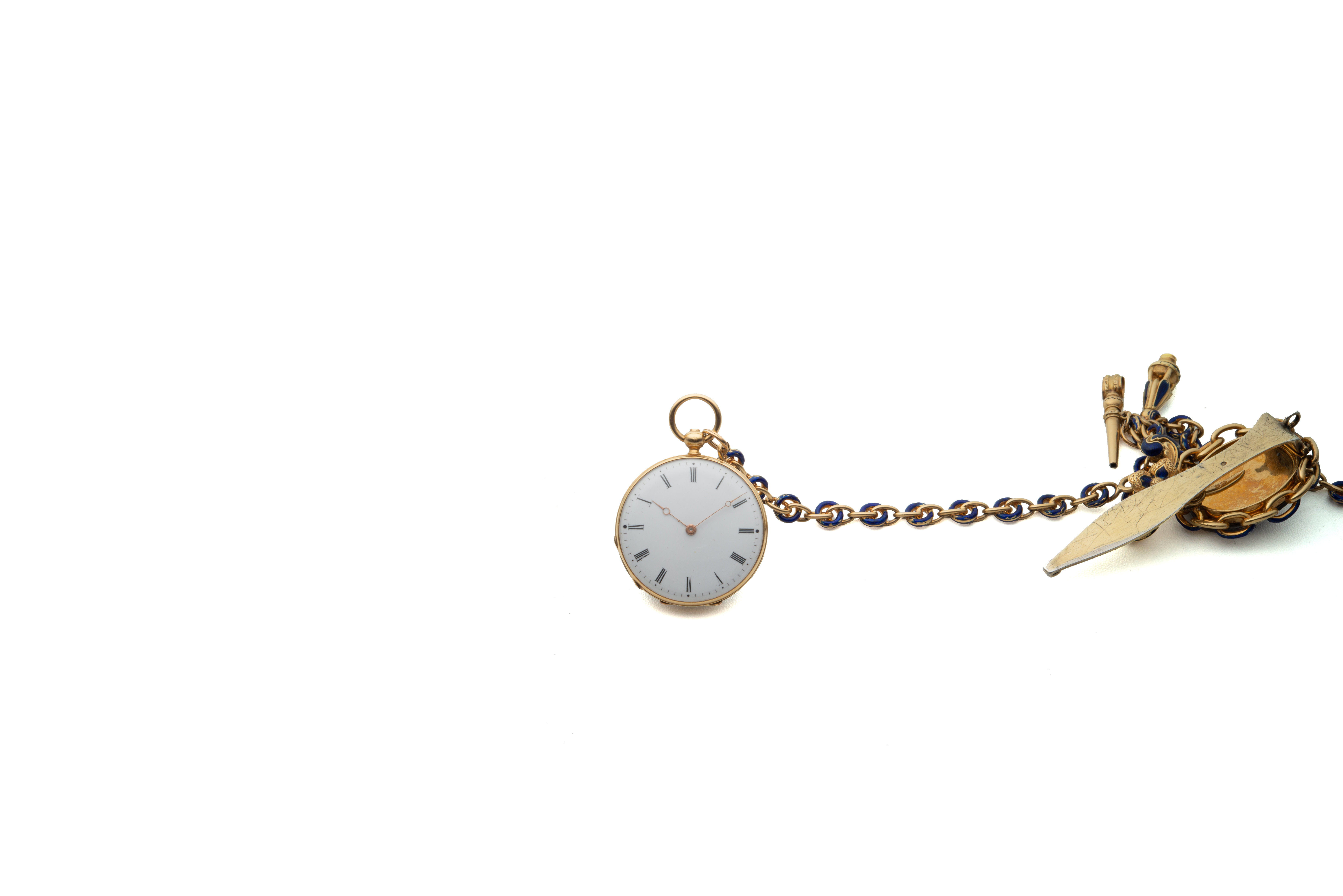 LE ROY & FILS, CHÂTELAINE, YELLOW GOLD, ENAMEL AND DIAMONDS . Extremely rare and [...]