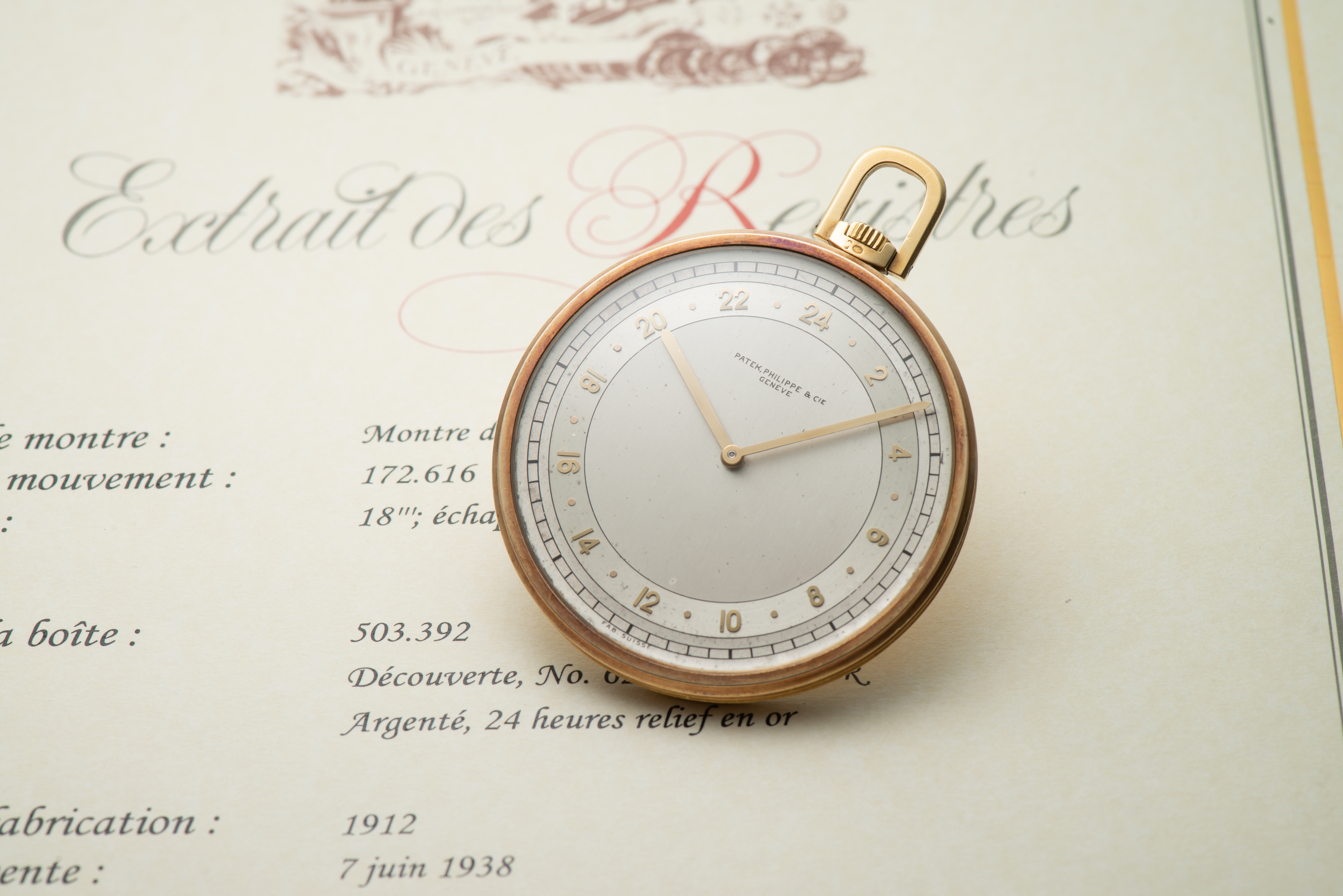 PATEK PHILIPPE, REF. 624/1, 24H POCKET WATCH, YELLOW GOLD . Extremely fine and [...]