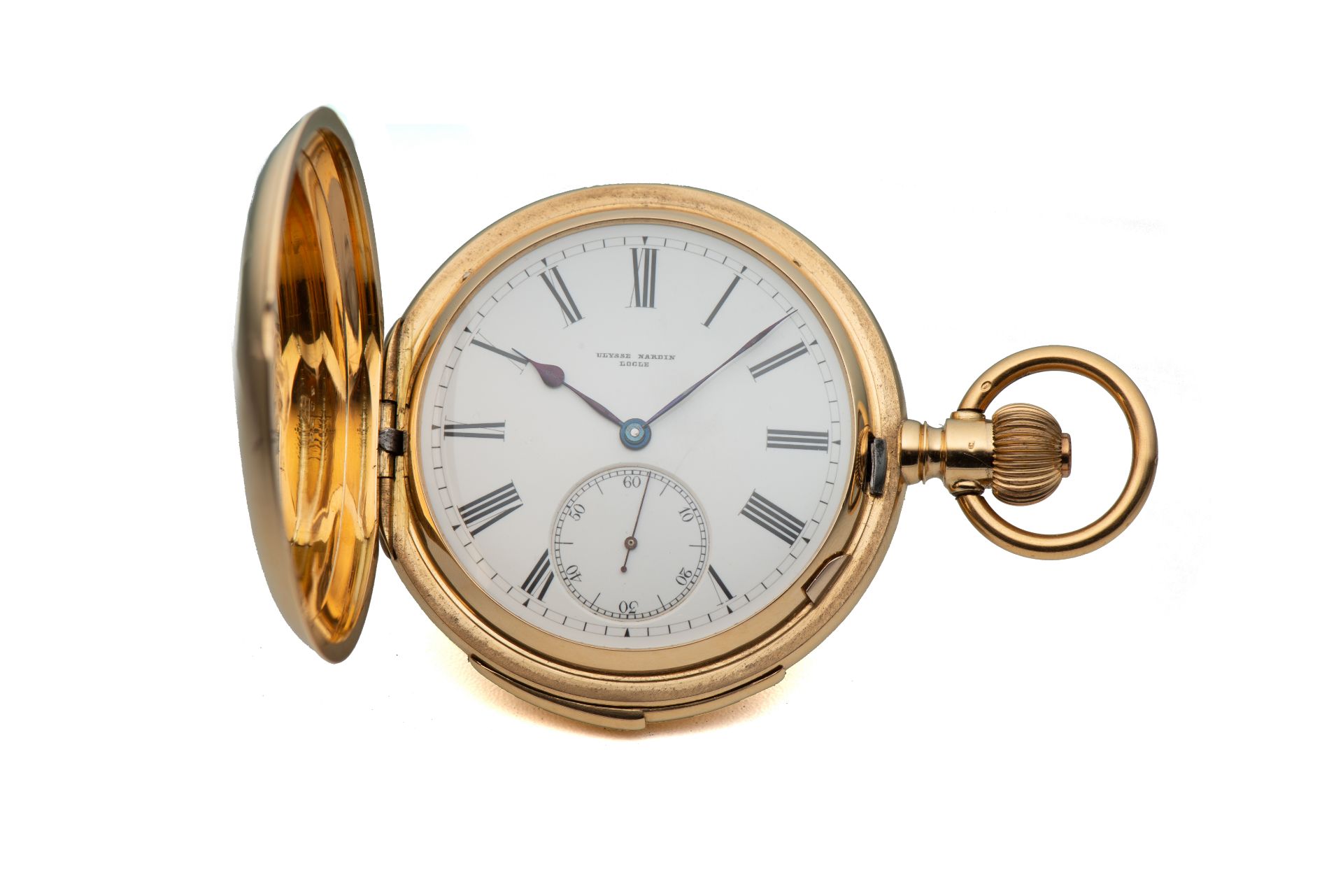 ULYSSE NARDIN LE LOCLE, MINUTE REPEATER HUNTING CASE POCKET WATCH, YELLOW GOLD . Fine [...]
