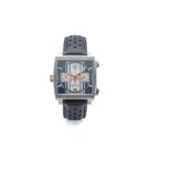 TAG HEUER, MONACO, REF. CAW211D-0, STEEL. Large stainless steel square-shaped two [...]