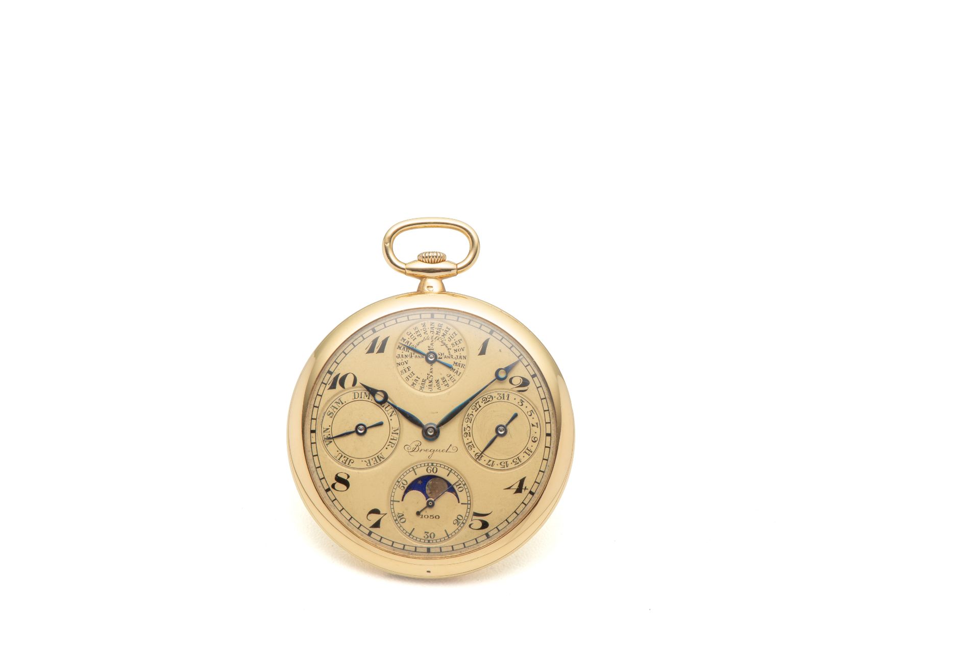 BREGUET, POCKET WATCH, PERPETUAL CALENDAR, YELLOW GOLD . Extremely rare and fine, [...]