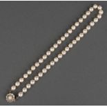 Perlenkette mit 14 ct Weißgoldverschluss, besetzt mit Perle, L=42 cm.