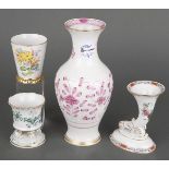 Vier unterschiedliche Vasen. Meissen 20. Jh. Porzellan, bunt bemalt mit Floraldekor, H=8,2 bis 23,