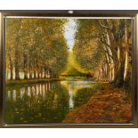 Uwe Herbst (geb. 1952). Canal du Midi - Baumallee. Acryl/Lw., re./u. ligiert monogr. UH,