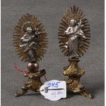 Zwei Muttergottes-Figuren im Strahlenkranz. Wohl Augsburg um 1645-50. Bronze mit Silbermontur.