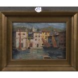 Maler des 20. Jhs. Lago di Garda. Öl/Hartfaser, re./u. unleserlich sign., hi./Gl./gerahmt, 24 x 35