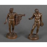 Bildhauer des 19. Jhs. Apoll von Belvedere und Diskuswerfer. Bronze, H=14,2 / 14,4 cm.