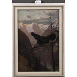 Otto Recknagel (1845-1926). Auerhahn in alpiner Landschaft. Öl/Lw., li./u./sign./dat. 1905, bez. 