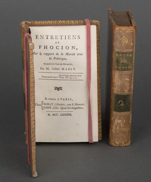 M. L' Abbé Mably, Entretiens de Phocion. Zwei Ganzleder-Bde. mit Goldschnitt, Paris 1783.