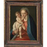 Wohl Italienischer Maler des 18. Jhs. Madonna mit Kind. Öl/Lw., aufgezogen, 46 x 35 cm.